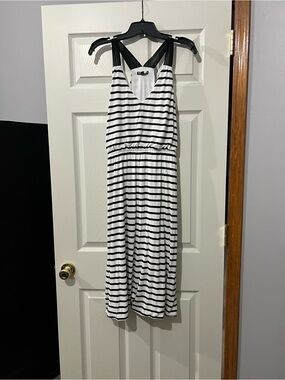 Express Black & White Striped Sleeveless Dress